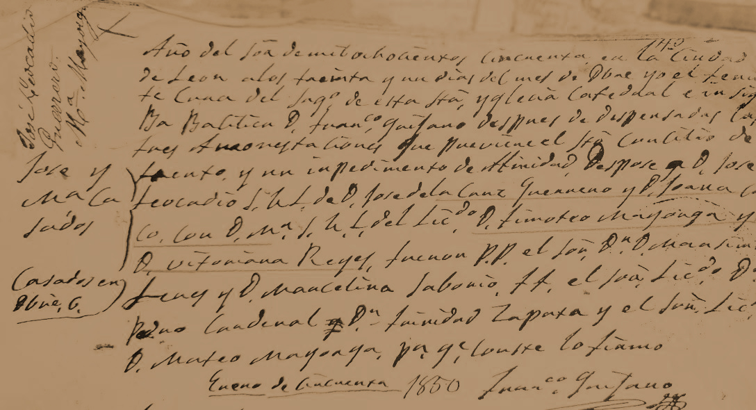 Asiento de la partida de matrimonio de D. José Locadio Asiento de la partida de matrimonio de D. José Locadio